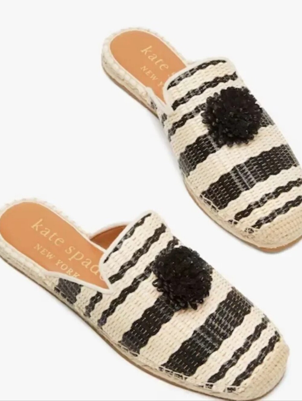 Kate Spade Solero Espadrille Size 7B Black/Cream Striped